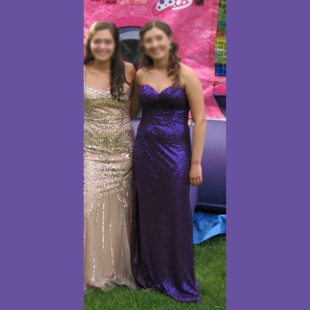 La Femme Strapless Purple Sequin Prom Dress Size 8